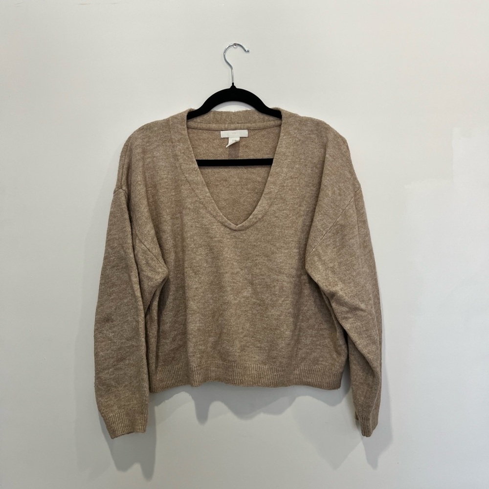H&M V-Neck Sweater in Warm Tan